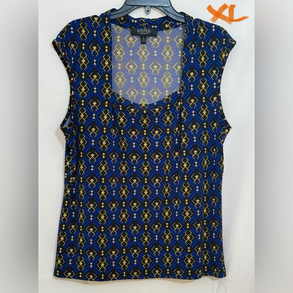 Kasper Tops - Kasper Blue Sleeveless Fitted Blouse